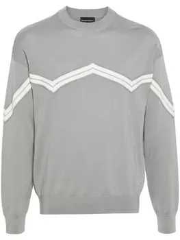 Emporio Armani шерстяной джемпер с контрастными полосками, серый