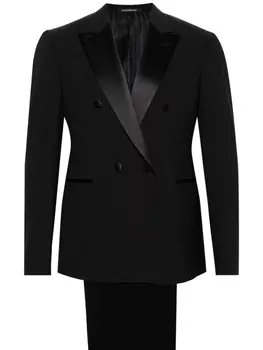 Emporio Armani шерстяной костюм с двубортным пиджаком, синий