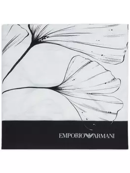 Emporio Armani шифоновый шарф с цветочным принтом, серый