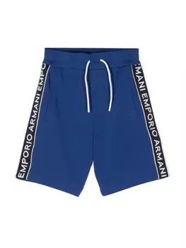 Emporio Armani шорты со вставками и логотипом, синий