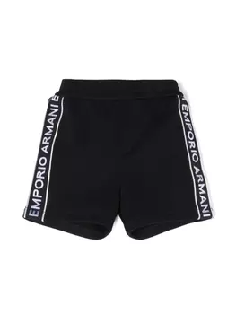 Emporio Armani шорты со вставками и логотипом, синий