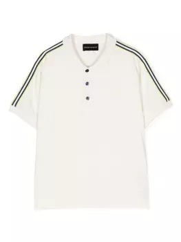 Emporio Armani side-stripe cotton polo shirt, белый