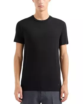 Emporio Armani Slim Fit Эластичная футболка с короткими рукавами и круглым вырезом с логотипом, черный