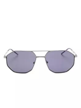 Emporio Armani солнцезащитные очки в геометричной оправе, серый