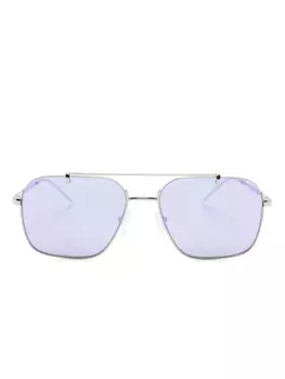 Emporio Armani солнцезащитные очки в геометричной оправе, серебристый