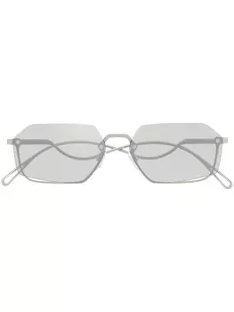 Emporio Armani солнцезащитные очки в геометричной оправе, серебряный