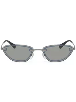 Emporio Armani солнцезащитные очки в овальной оправе, серый