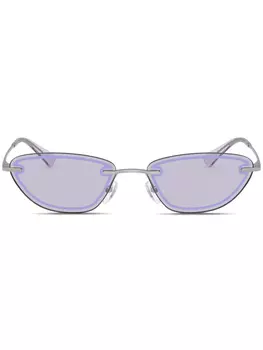 Emporio Armani солнцезащитные очки в овальной оправе, серебряный