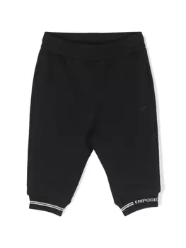 Emporio Armani спортивные брюки с полосками и вышитым логотипом, синий