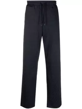 Emporio Armani спортивные брюки с жаккардовой монограммой, синий
