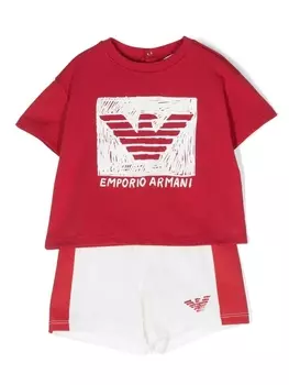 Emporio Armani спортивный костюм с логотипом, красный