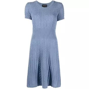 EMPORIO ARMANI SS22 Женское платье с короткими рукавами синего цвета