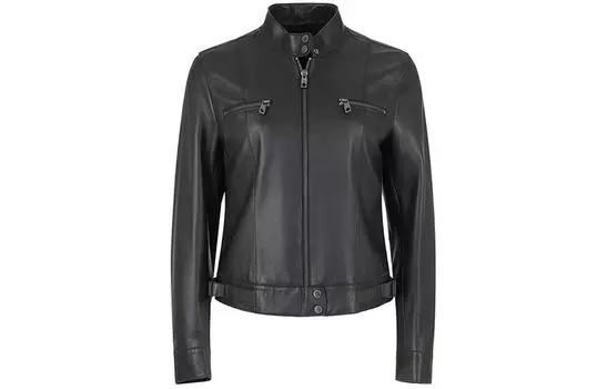 EMPORIO ARMANI SS24 Кожаная куртка женская черная
