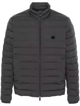 Emporio Armani стеганая куртка с нашивкой-логотипом, серый