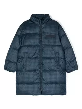 Emporio Armani стеганая куртка в ломаную клетку, синий