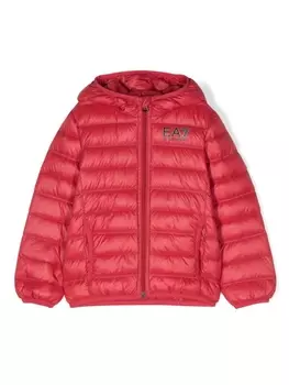 Emporio Armani стеганый пуховик с капюшоном, красный