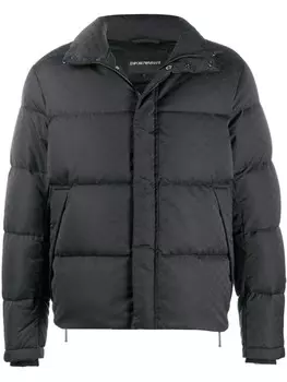 Emporio Armani стеганый пуховик с монограммой, черный