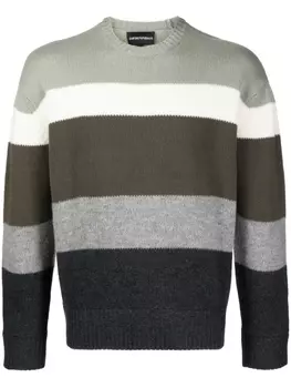 Emporio Armani striped virgin wool jumper, зеленый