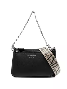 Сумка через плечо Emporio Armani на цепочке с логотипом, черный