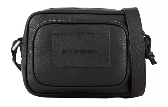 EMPORIO ARMANI Сумка для фотоаппарата из мятой кожи, сумка через плечо, мужская, черная