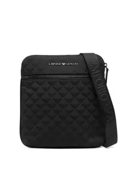 Emporio Armani сумка-мессенджер с жаккардовым логотипом, черный