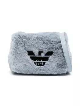 Emporio Armani сумка на плечо из искусственного меха с логотипом, синий