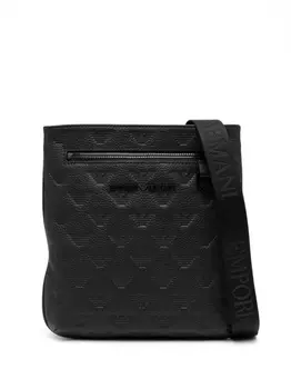 Emporio Armani сумка на плечо с тисненой монограммой, черный