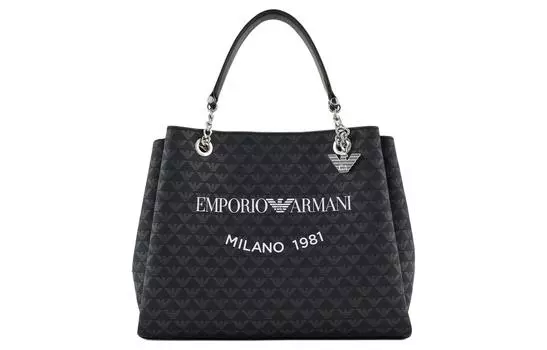EMPORIO ARMANI Сумка-шоппер из полиэстера, сумка-шоппер, сумка через плечо, женская черная сумка