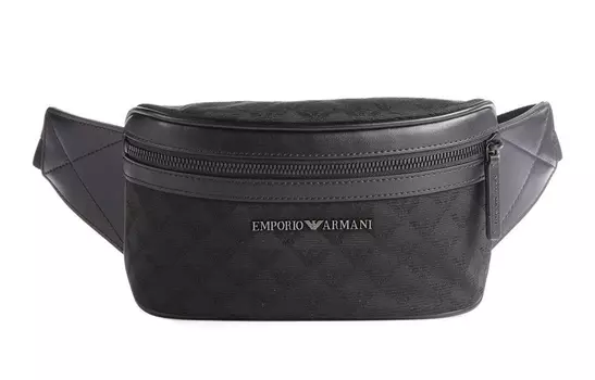 EMPORIO ARMANI Сумка-слинг из хлопка с полиэстером, поясная сумка, обычная, мужская, черная