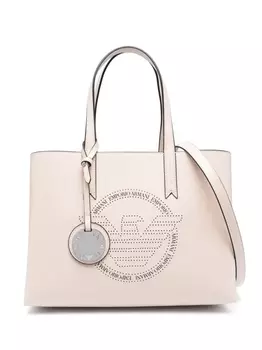 Emporio Armani сумка-тоут Palmellato с подвеской-логотипом, нейтральный цвет