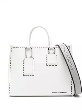 Emporio Armani сумка-тоут с эффектом тромплей, белый
