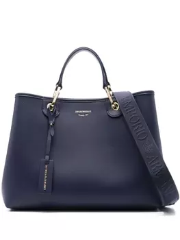Emporio Armani сумка-тоут с логотипом, синий