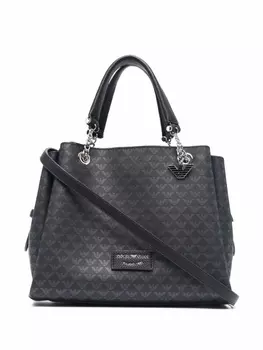 Emporio Armani сумка-тоут с монограммой, черный