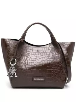 Emporio Armani сумка-тоут с нашивкой-логотипом, коричневый