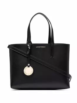 Emporio Armani сумка-тоут с подвеской-логотипом, черный