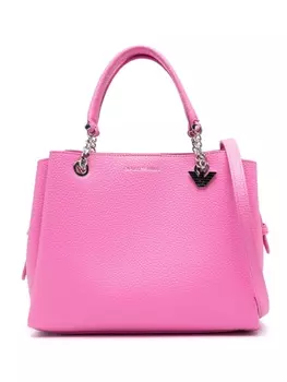 Emporio Armani сумка-тоут с подвеской-логотипом, розовый