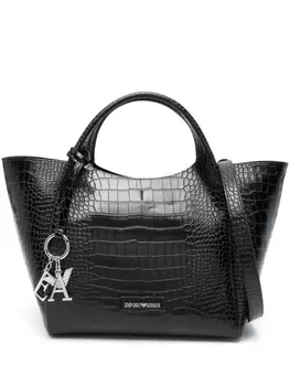 Emporio Armani сумка-тоут с тиснением под кожу крокодила, черный