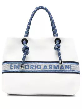 Emporio Armani сумка-тоут с вышитым логотипом, белый
