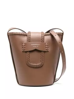 Emporio Armani сумка-ведро с логотипом, коричневый