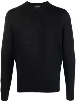 Emporio Armani свитер с монограммой, синий