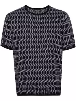 Emporio Armani свитер с узором зигзаг, синий