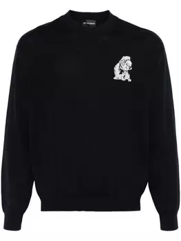 Emporio Armani свитер с вышивкой French Bulldog, синий