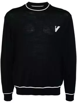 Emporio Armani свитер с жаккардовым логотипом, синий