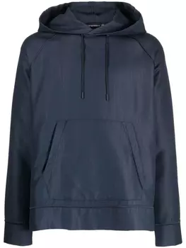 Emporio Armani textured-finish drawstring hoodie, синий
