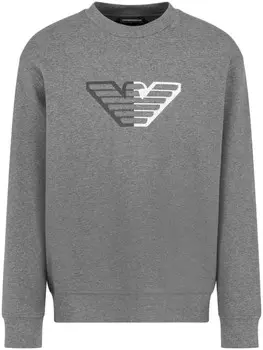 Emporio Armani толстовка из джерси с тиснением, серый