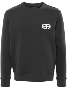 Emporio Armani толстовка из джерси с вышитым логотипом, серый