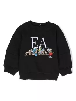 Emporio Armani толстовка из органического хлопка с вышитым логотипом, синий