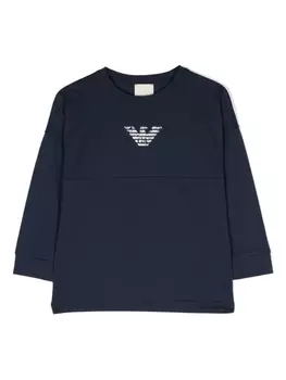 Emporio Armani толстовка с эффектом потертости и логотипом, синий