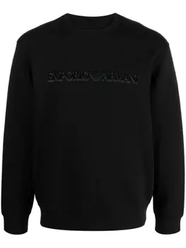 Emporio Armani толстовка с фактурным логотипом, черный