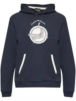 Emporio Armani толстовка с капюшоном и нашивкой-логотипом, синий